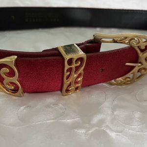 The Limited fushia belt genuine leather suede belt.